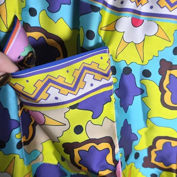 Zara Silky Multicolored Pull On Pants, Size Large - Picture 9 of 10